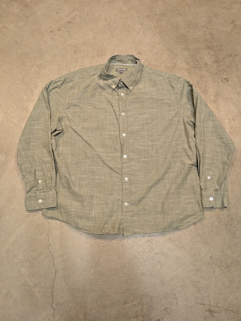 Ash & Erie Long Sleeve Button Up Shirt Mens XL Gray/Green